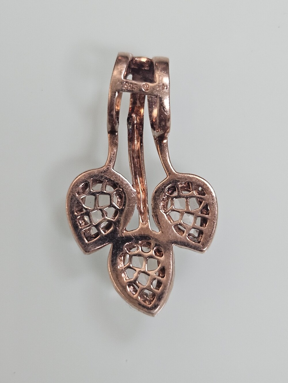 925 Morganite Rose Gold Plated Halo Tear Drop Pendant - Picture 3 of 6